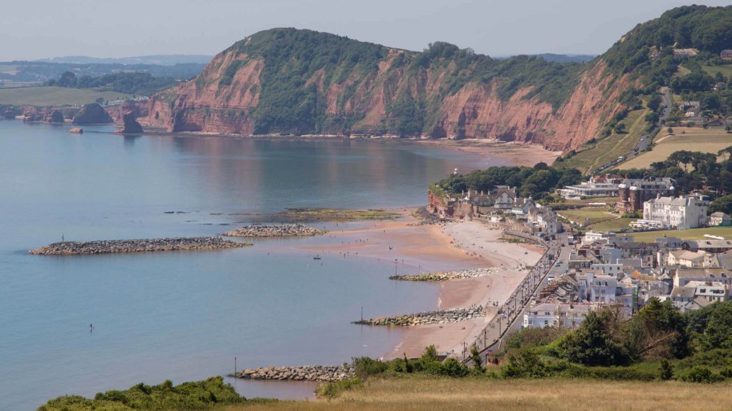 View towards Sidmouth Esplanade from Salcombe Hill
